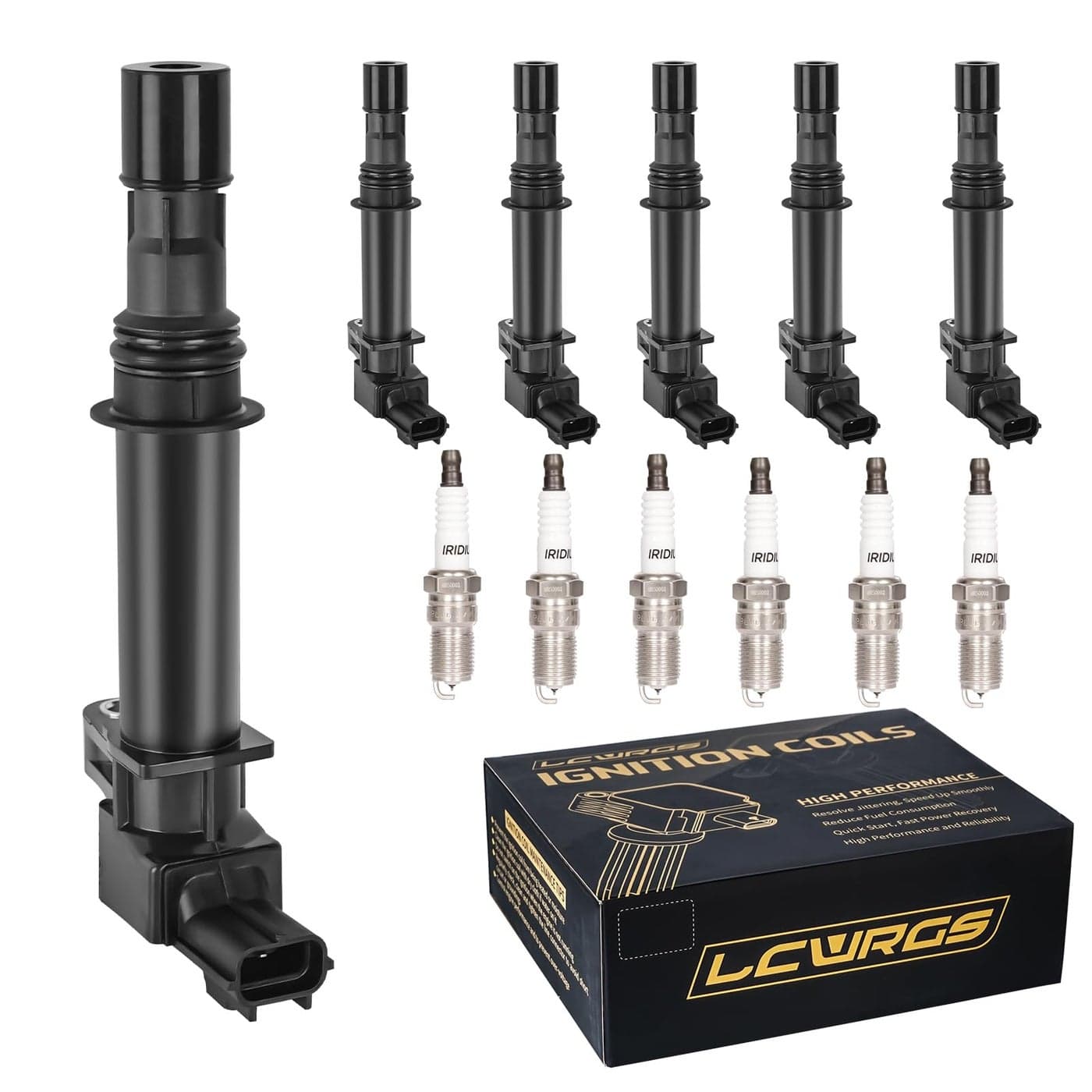 Set of 6 Ignition Coil Pack and Spark Plugs fits for 37 V6 Jeep Liberty Cherokee KJ Commander Dodge Nitro Durango Dakota Ram 1500 2002 2003 2004 2005 2006 2007 2008 Coils Spark Plugs Replace UF270