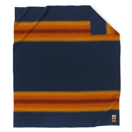 Pendleton National Park Blanket Queen 90" x 90" - 100% Wool, Soft and Durable Throw for Home & Outdoor Adventures, Iconic Park Stripes Collectible Keepsake - Grand Canyon Navy