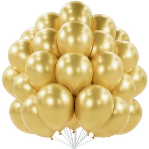 PartyWoo Metallic Gold Balloons 100pcs 10 Inch Chrome Gold Latex Helium Balloons for Birthday Graduation Baby Shower Anniversary Wedding Bachelorette Christmas New Year Party Decorations GoldG129