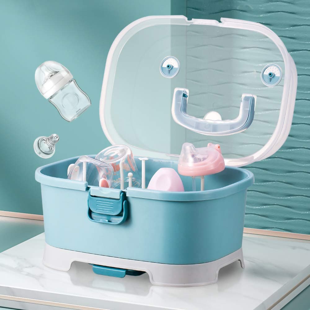 Baby Bottle Drying Rack Storage Large Nursing Bottle Storage Box Organizer with Cover Portable Kitchen Cabinet Organizer Durable countertop Dryer