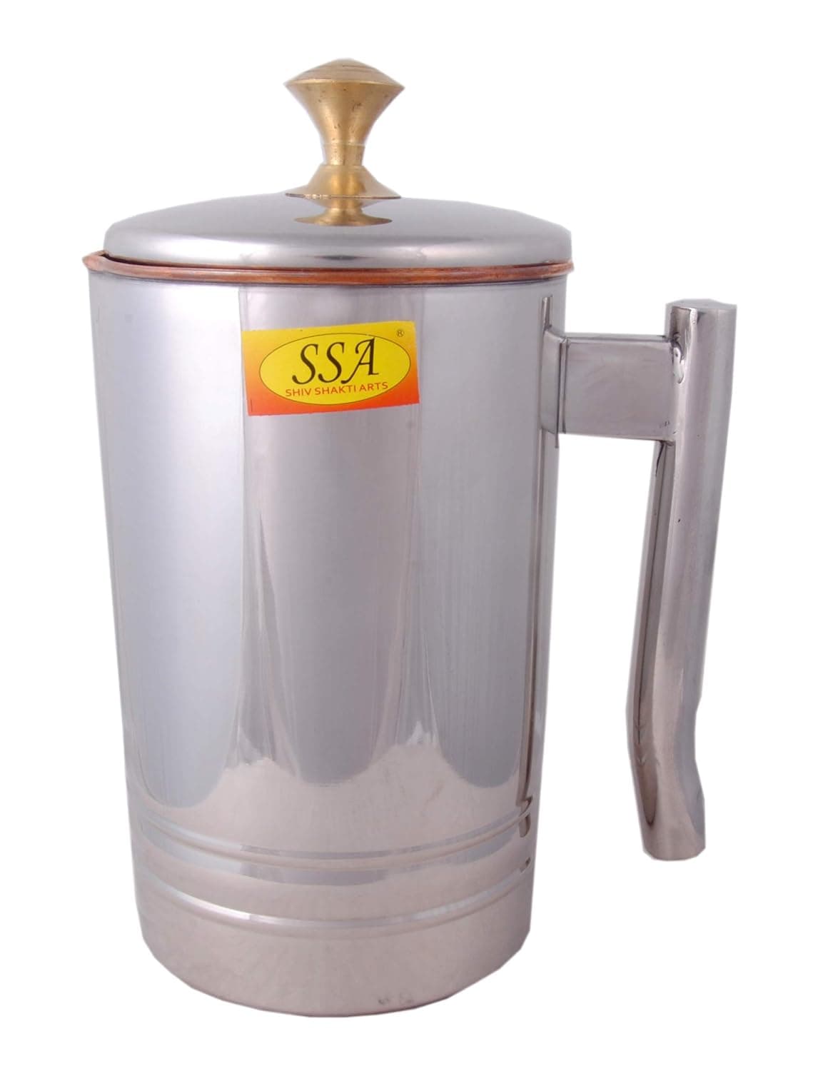 Shiv Shakti Arts Platinum Luxury Design Copper Steel JugPitcher with Handle Capacity 1500 ml