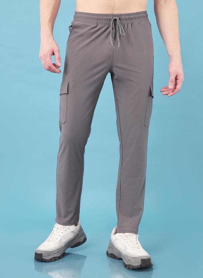 Solid Cargo Pants With Drawstring