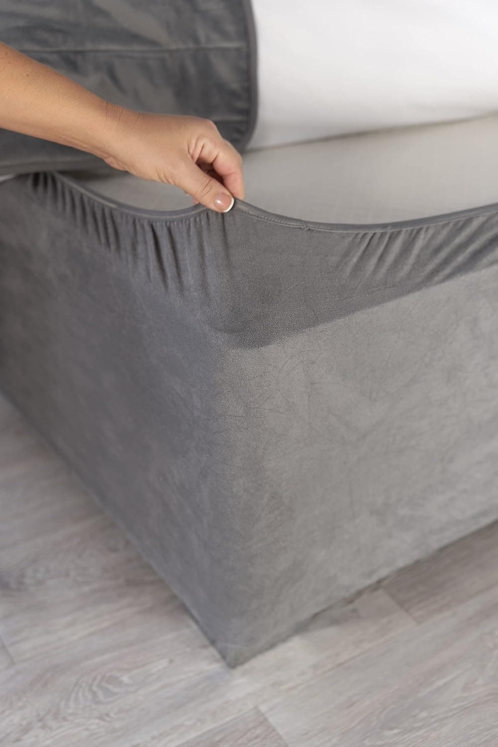 Belledorm Box Spring Cover - Transform Your Bed with This Fully Elasticated Faux Suede & Stretch Wrap-Around 4 Sides Bed Skirt (Charcoal, King/Cal King/Olympic Queen)