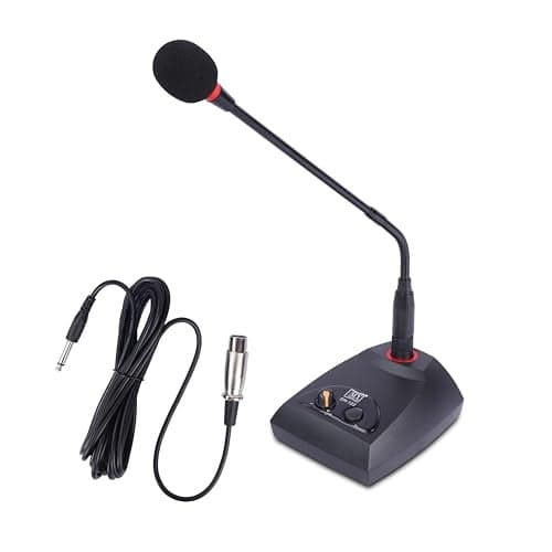 MX 15-Inch Gooseneck Condenser Microphone with Volume Control & Bell Button | Conference Mic for Meetings, Lecterns, Studio Recording, Public Speaking, Desk Use | Plug & Play XLR Mic