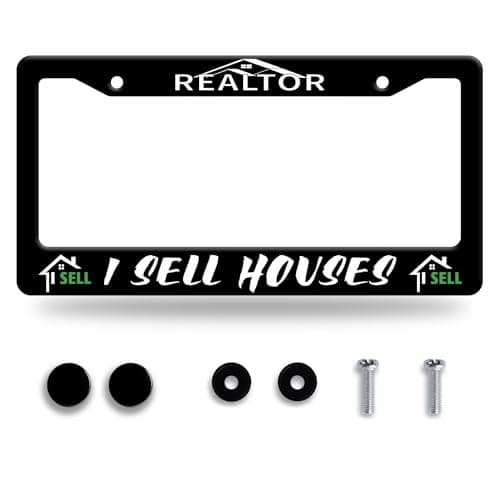 Personalise Realtor I Sell Houses License Plate Frame Funny License Plate Frames Car Universal Stainless Steel Accessories Cars Decor with 2 Holes and Screws Fits Standard Us Vehicles 122 X 6 Inch