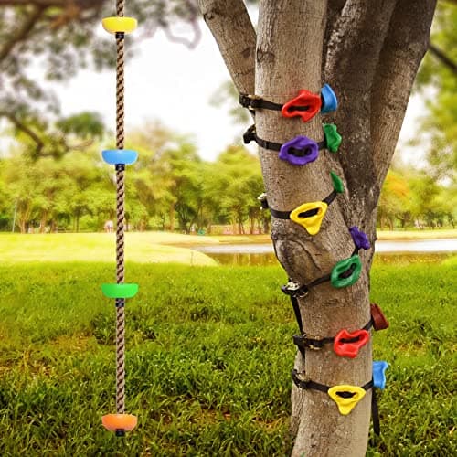 12 Ninja Tree Climbing Holds and 656FT Climbing Rope for Kids Tree Climber Climbing Kit for Outdoor Ninja Warrior Obstacle Course Training