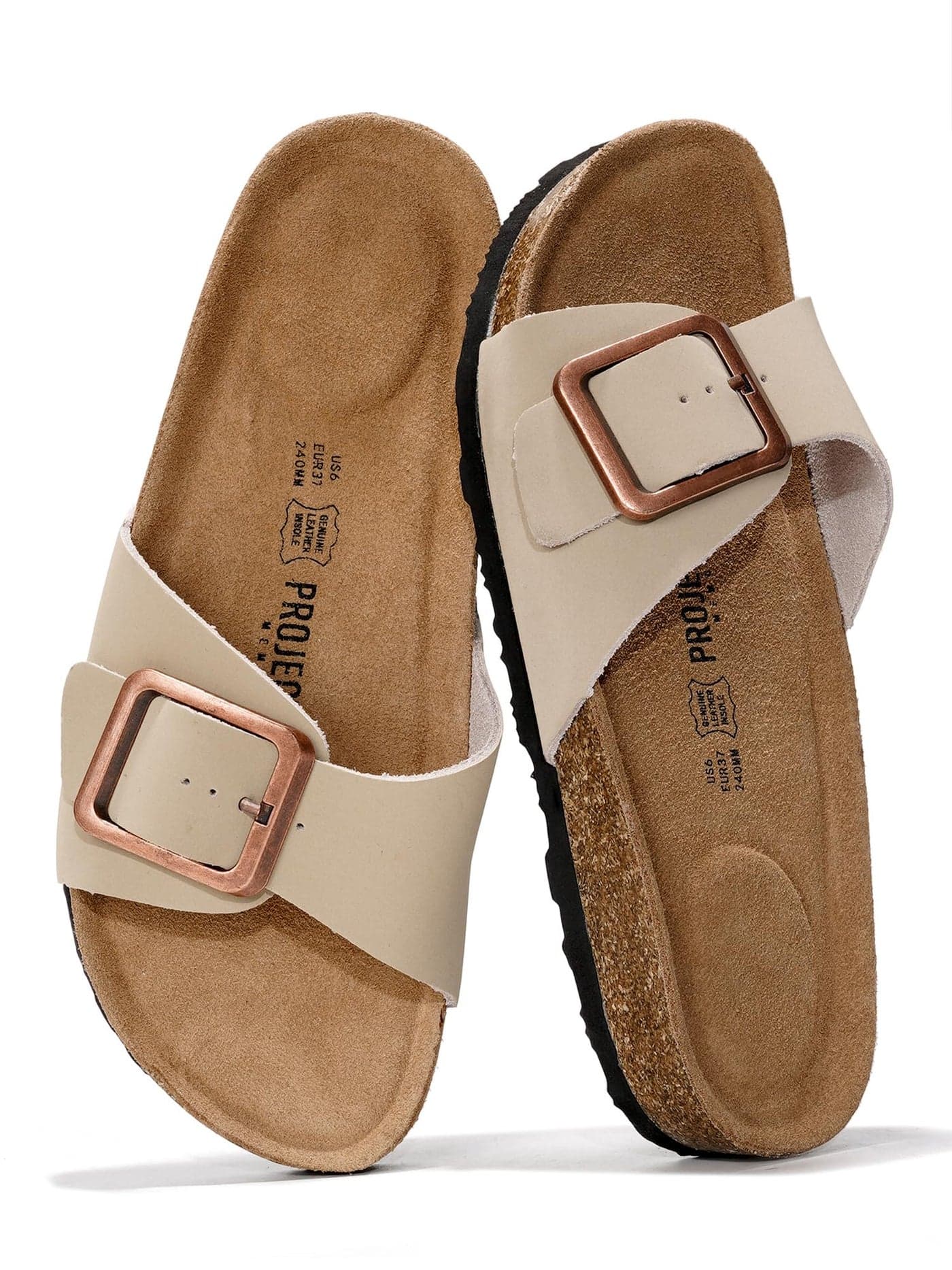 Project Cloud Genuine Leather Sandals Women Dressy Summer Beach Essentials - Flip Flops & Slides with Memory Foam Insole Womens Sandals Comfortable Footwear (Ibiza, Nude, 8.5)