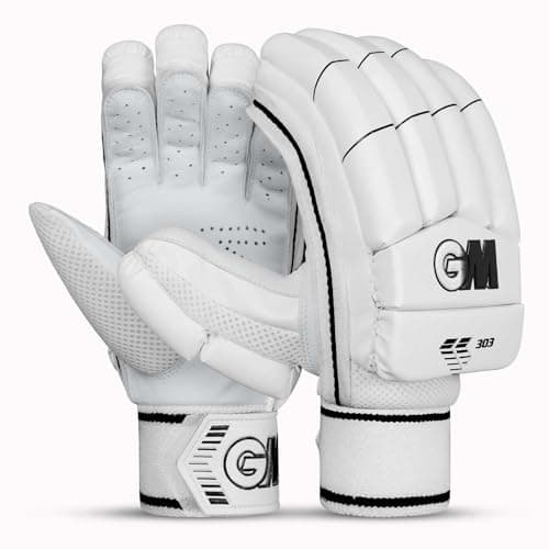 GM Leather 303 Cricket Batting Gloves, Size - Mens, Right Hand,White
