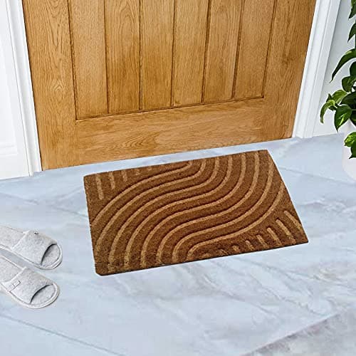 Mats Avenue Coir and Latex Backed Hand Shaped Door Mat Beige Color 40x60 CM