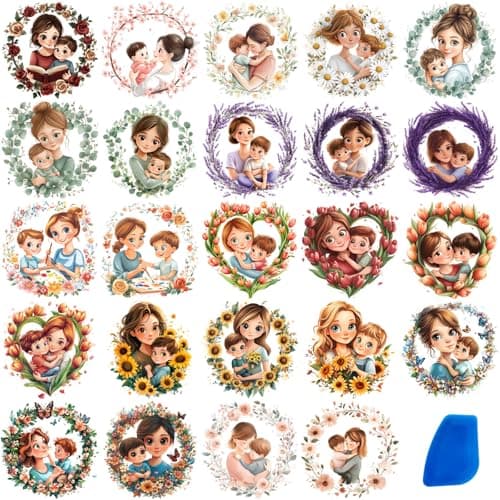 ZMRU 24 Sheets Vintage Mom Rub On Transfers for Crafts Cold IOD Transfers Stickers for WoodFurniture Decals Glass Porcelain Leather Canvas Fabric Projects3 3inchSurrounded by Mom