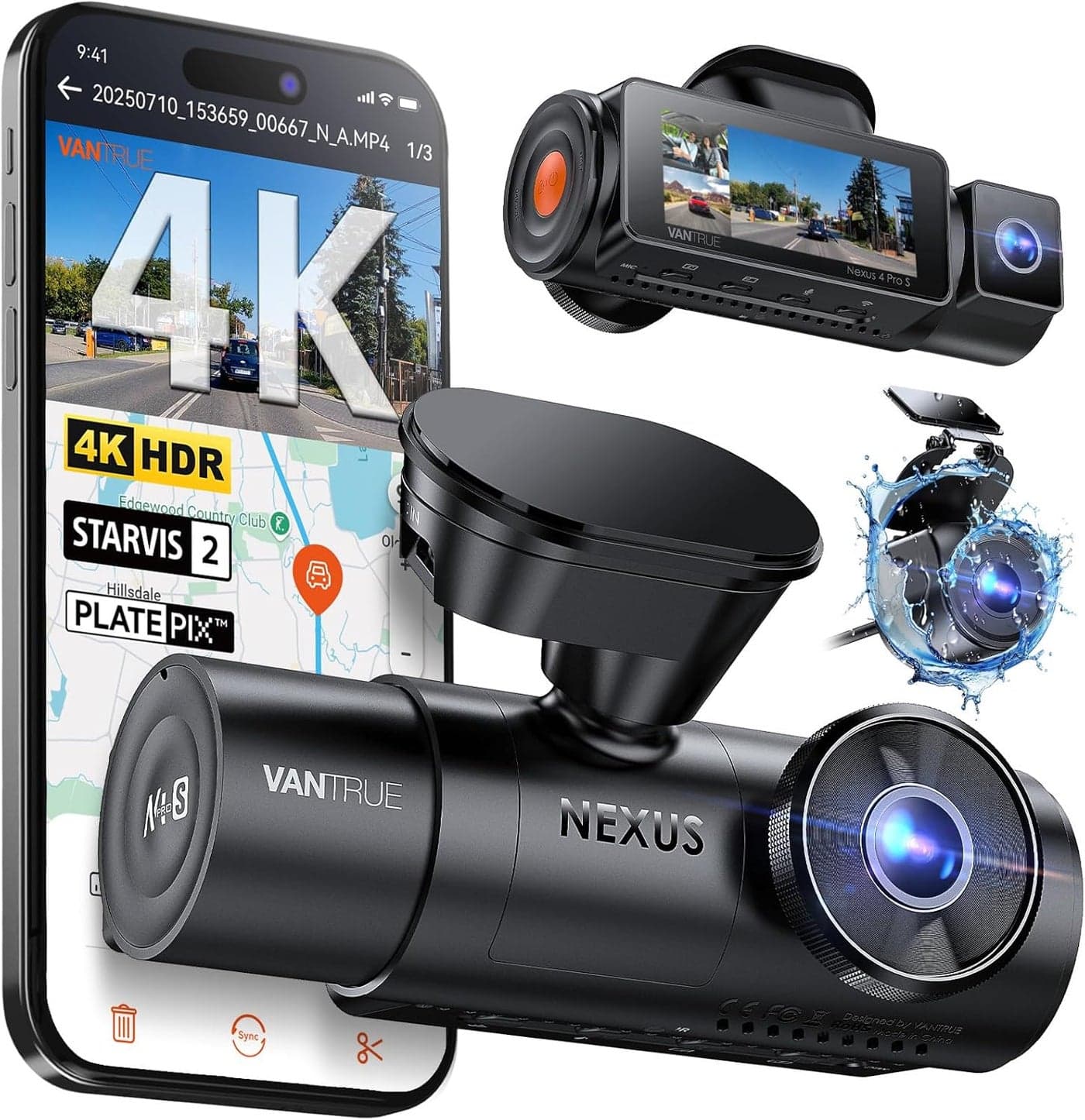 Vantrue N4 Pro S 4K 3 Channel Dash Cam with Triple STARVIS 2 Technology