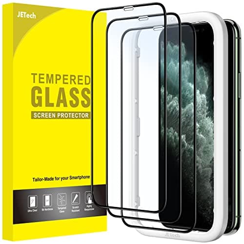 JETech Full Coverage Screen Protector for iPhone 11 ProiPhone XiPhone XS 58Inch Black Edge Tempered Glass Film with Easy Installation Tool CaseFriendly HD Clear 3Pack