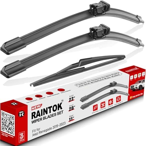 RAINTOK Windshield Wiper Blades Replacement for 20152023 Jeep Renegade Original Factory Quality Front Rear Wipers Blade Set for My Car 22 20 11 Pack of 3