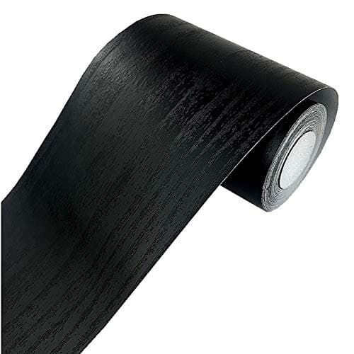 Taamall Simplemuji Black Wood Grain 3D Wallpaper Border Peel & Stick PVC Wall Covering Kitchen Bathroom Bedroom Tiles Decor Sticker,4 Inch by 32.8 Feet 10 Meters
