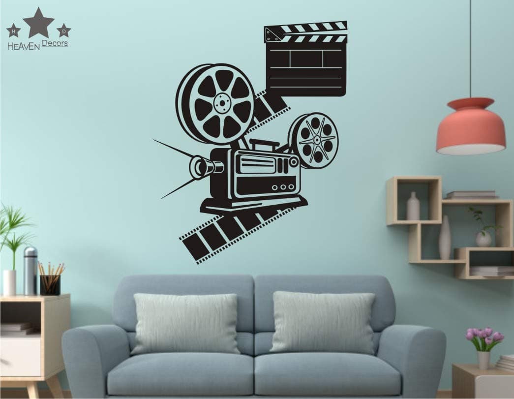 Heaven Decors Camera Wall Sticker Design (PVC Vinyl, Ideal Size on Wall 74 cm x 59 cm) Black
