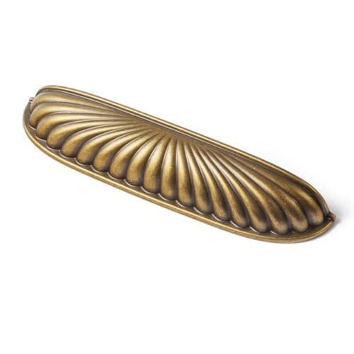 GooKi 5 128mm Hole Centers Antique Brass Cabinet PullsAccessible Luxury Zinc Alloy Din Cup Cabinet Pulls with Retro Style6 Pack