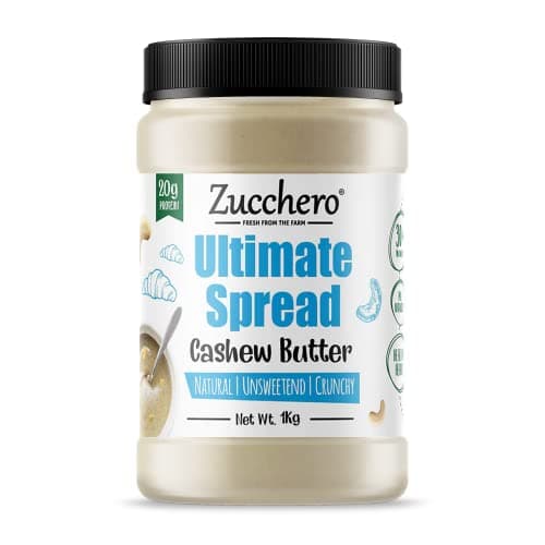 Zucchero Cashew Butter, Crunchy, 1 Kg - The Ultimate Spread | Unsweetened | 100% Natural