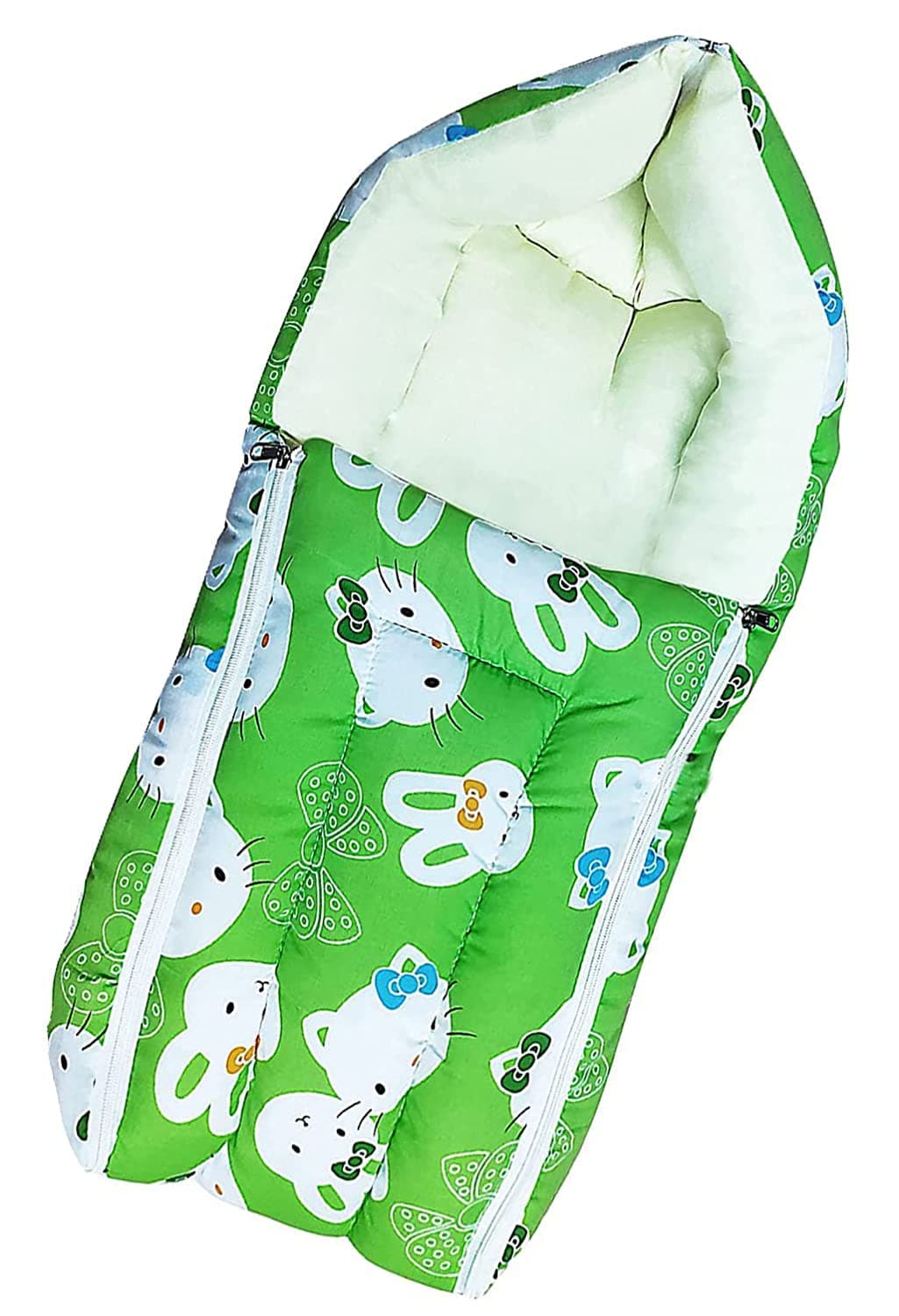 Sharma Clothing Pure Soft Cotton Baby Boys and Baby Girls 3 in 1 Multi Usage Sleeping Bag and Carry Bag and Bed kamBaby Odddna Wrapper Cum Blanket 2952x1771x393 inches Kitty Green