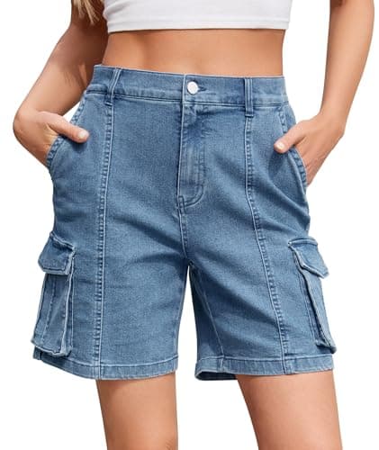 IVIR Jean Bermuda Shorts for Women Denim Cargo Shorts Length Y2K Jorts for Summer Streetwear Jean Large