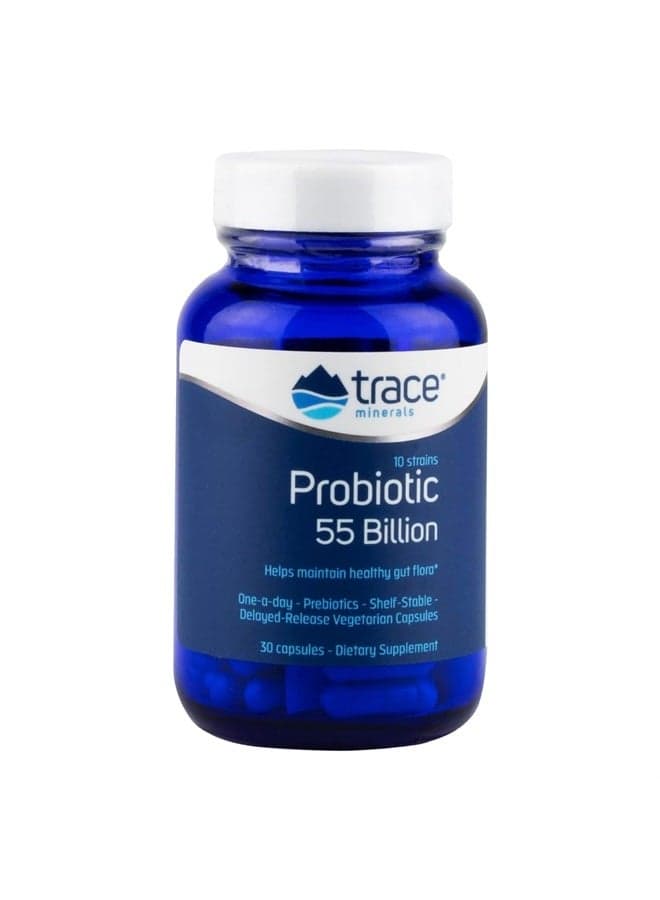 Probiotic 55 Billion active cultures per capsule. 30 Capsule, Bifidobacterium, Lactobacillus ,One-A-Day. Delayed-release capsules. Gluten free. Vegetarian. Healthy Gut. Gut Health. Men and Women.