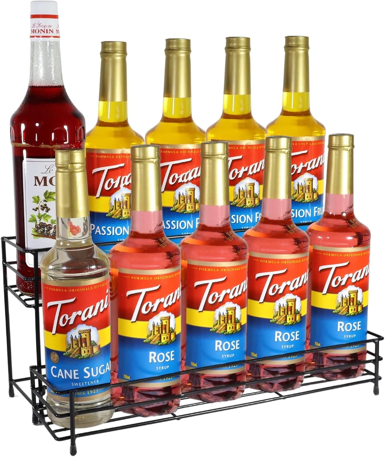 MFS Craft World 2-Tier Bottle Organizer Rack for Kitchen, Bar, Countertop | Heavy-Duty Metal Stand for Syrup, Oil, Sauce, Spice | Space Saving Bottle Holder for Home & Restaurant Use