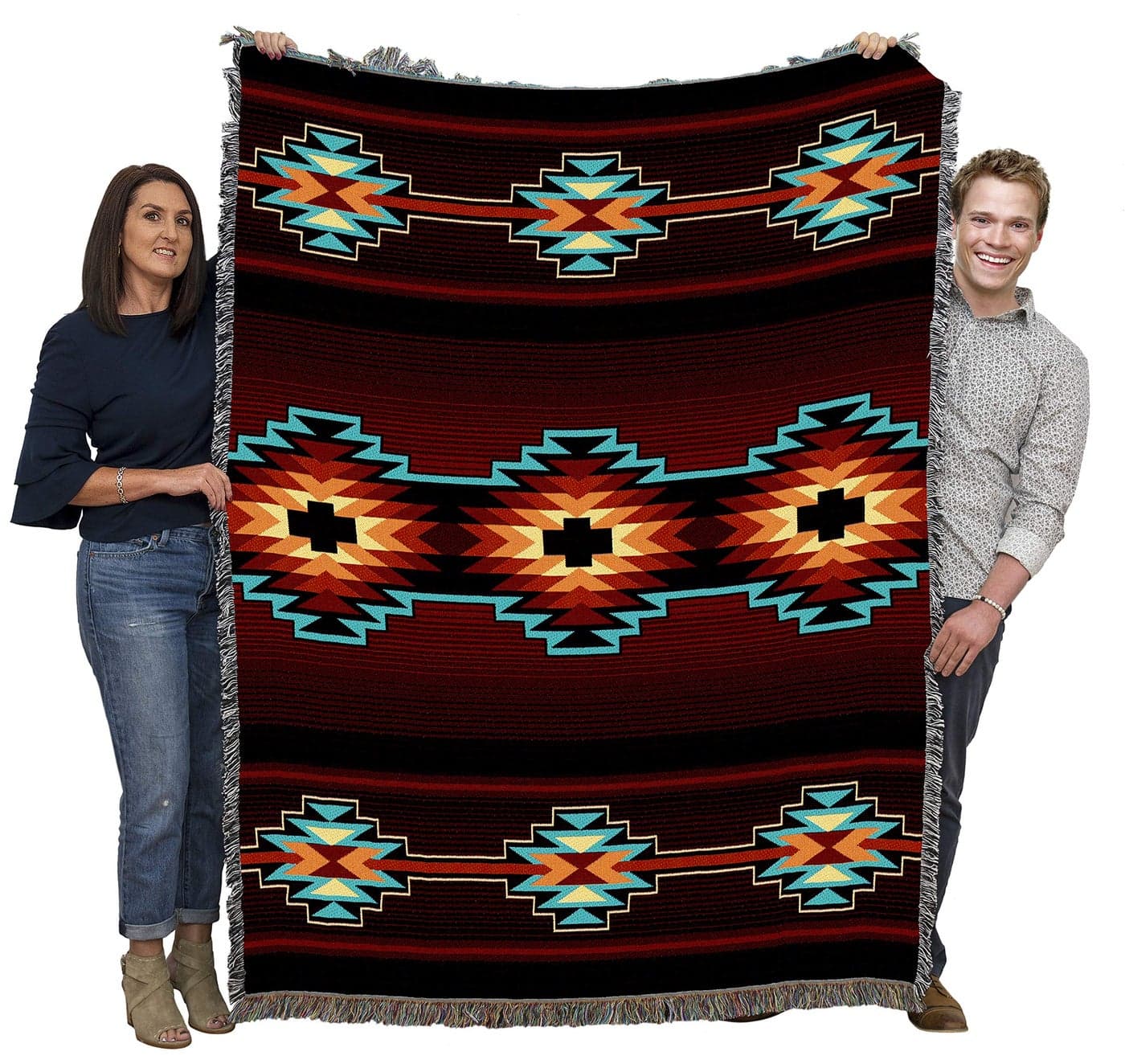 Pure Country Weavers Esme Blanket Southwest Native American Inspired Gift Tapestry Throw Woven from Cotton Made in The USA 72x54