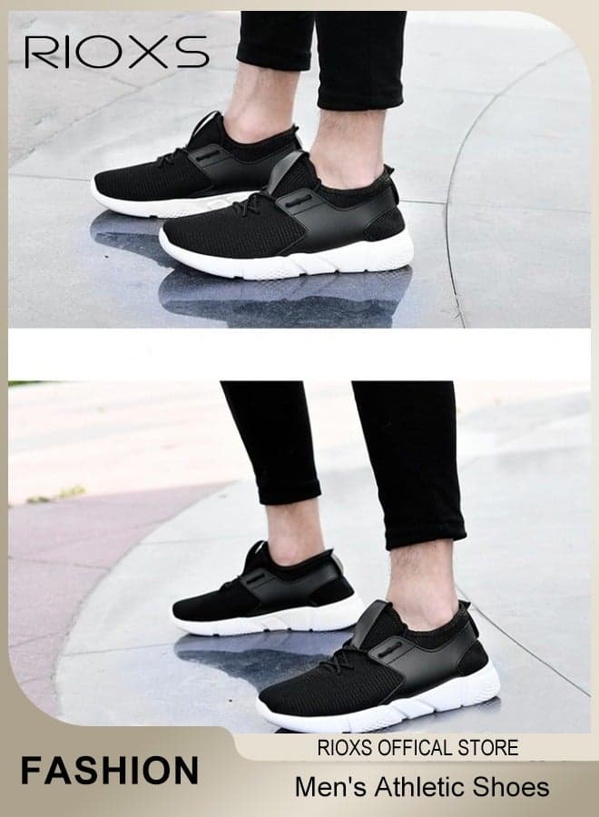 Men's Athlesiure Shoes, Lightweight Outdoor Sneakers, Running Shoes for Men, Classic Low Top Sneakers, Comfortable Hiking Shoes, Casual Athletic Walking Shoes, Breathable Sports Shoes for Climbing Kayaking Climbing, Fashion Football Shoes Basketball Shoes, Black Mens Footwear