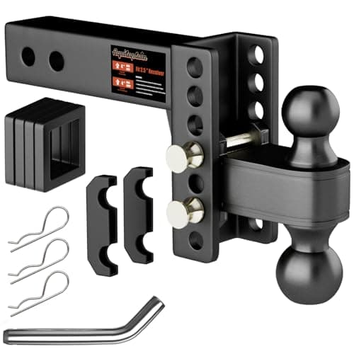 2.5 inch Adjustable Trailer Hitch 2-1/2 Receiver Drop Hitch Fits 2.5" Receiver 4" Rise/Drop, 2'' & 2-5/16'' Ball 25000 LBS Heavy Duty for RVs, Campers, Boat Trailer