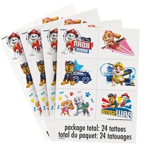 Paw Patrol Tattoos (Pack of 24) - Vibrant & Fun Temporary Tattoos, Perfect for Kids Birthday & Theme Parties