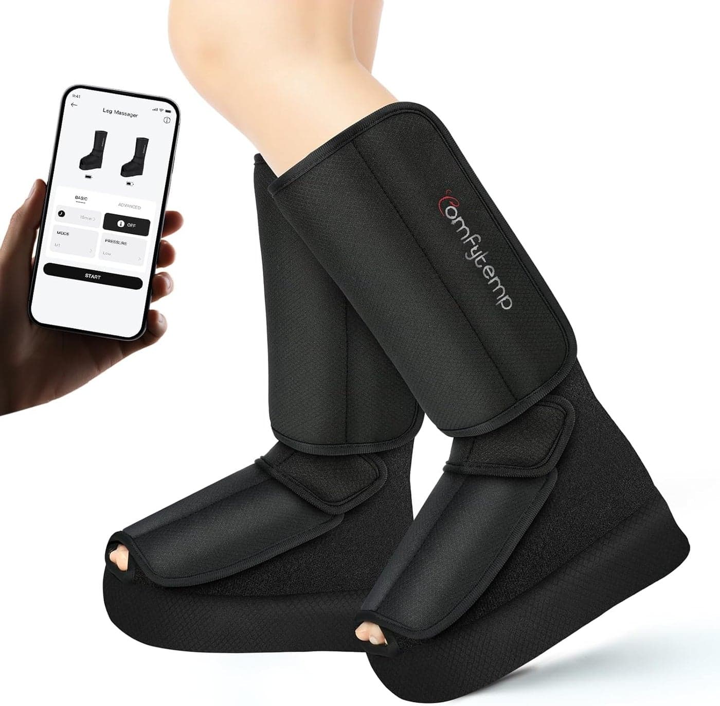 Comfytemp Cordless Foot and Calf Massager with Heat Fathers Day Gifts for Dad Men Husband FSA HSA Eligible Rechargeable Leg and Feet Massager for Circulation and Pain Relief Fits Size 6 to 10