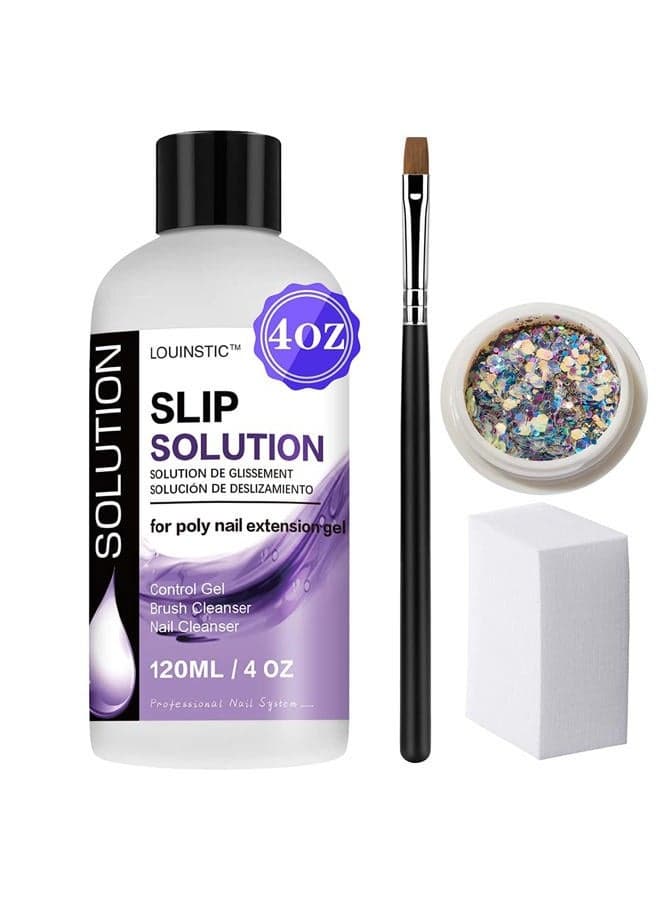 PolyGel Slip Solution 4 oz Anti-stick Polygel Nail Solutions Gel Nail Slip Liquid for Poly Nail Extension Gel
