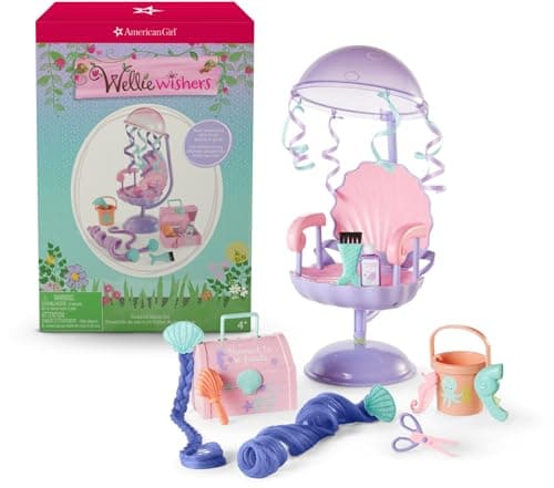 American Girl WellieWishers 145inch Doll Seashell Salon Playset with Hair Extensions that Change Color For Ages 4