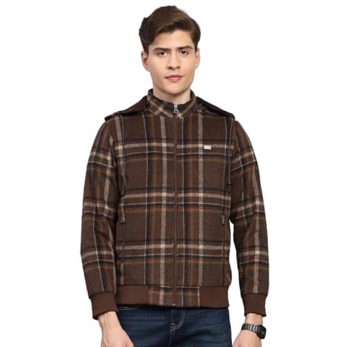 Monte Carlo Mens Regular Fit Solid Hood Zipper Full Sleeves Winter Jacket| Warm Coat for Men | Stylish Zipper Jacket Brown M