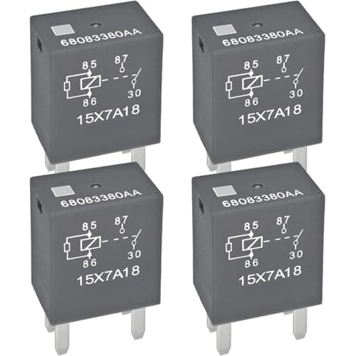 Relay 68083380AA Set of 4 12VDC 35A 4 Pins SPST Automotive Power Relay Compatible with 12088567