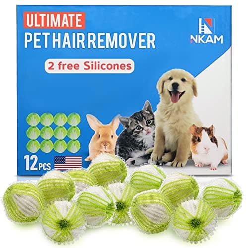 NKAM Pet Hair Remover for Laundry - 12Pcs New Upgrade Laundry Pet Hair Catcher Balls - Reusable Dryer Balls for Pet Hair, Lint Catcher for Washing Machine, Dog and Cat Lint Remover for Clothes