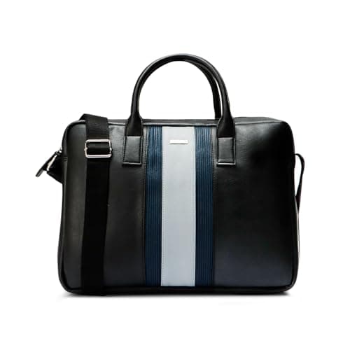 CROSS Men's Navy Blue & Black Vegan Leather 15" Laptop Messenger Bag |1 Main Compartment|2 Slipping Pocket