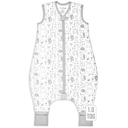 Mama Cheetah Toddler Sleep Sack with Feet 3T-4T, 1.0 TOG Organic Cotton Baby Wearable Blankets with Legs, Baby Sleeping Bag for Walkers, Early Walker Large