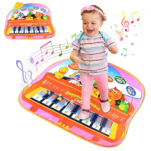 PATPAT® 8 Instrument Piano Keyboard Musical Mat for Kids 1-6 Years, 8 Sounds Kids Piano Play Mat Baby Girl 1 Year Old Baby Boy Birthday Gift Educational Toys for Interest Cultivation (39.37x12.6in)