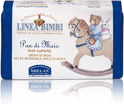 Helan Linea Bimbi Bio SoapFree Soap Soap Bar Pan di Mais Baby Body Wash for Sensitive Skin Body Soap Enriched with Sweet Almond Oil Corn Starch Preservative Free Bar Soap Made in Italy 100 g
