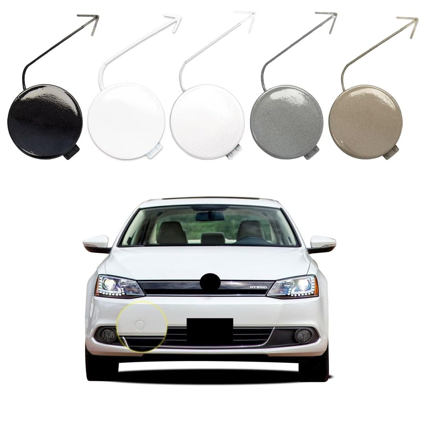 Goholy Car Front Bumper Tow Hook Cover Compatible with Volkswagen VW Jetta 2011 2012 2013 2014 5C6807241 5C6807241B Towing Eye Cap Black
