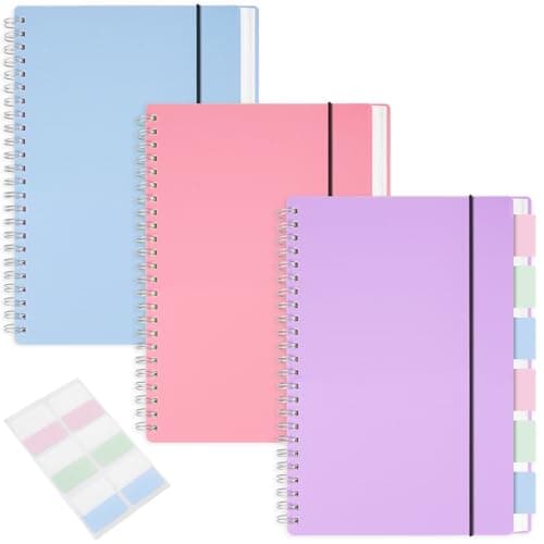 MSTONAL 3 Pack Spiral Notebook, A5 Square Journal Notebook 5.8" x 8.3", 100GSM 5x5mm Square Grid, 80 Sheets/160 Pages, Grid Spiral Notebooks Journals for Writing, Sketch Book