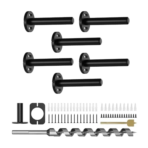 6pcs Wall Shelf Brackets Heavy Duty Floating Shelf Bracket HiddenInvisible Black Shelving Brackets Decorative Floating Shelf Hardware Heavy DutyMetal Shelf Support Bracket 4 inch6pcs