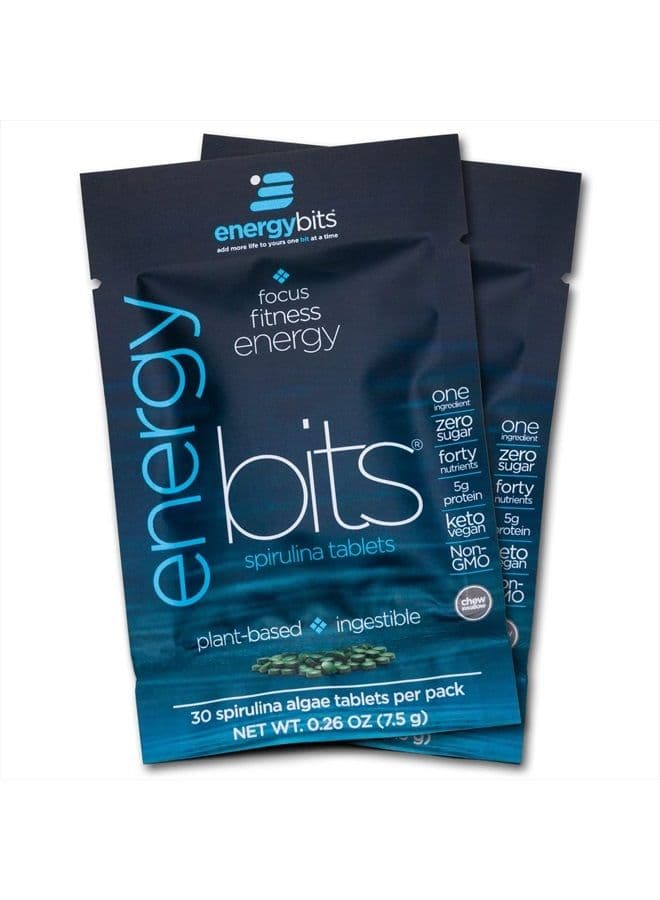 Pure Spirulina Algae Tablets, Superfood Tablets, Pure Blue Green Algae, High Protein, Chlorophyll Tablets, Non-Irradiated, for Energy Focus and Endurance, Non-GMO, 60 Tablets