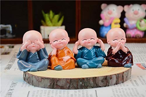 Jaipur ACE Polyresin Monk Showpieces, Small, Multicolour, 4 Pieces
