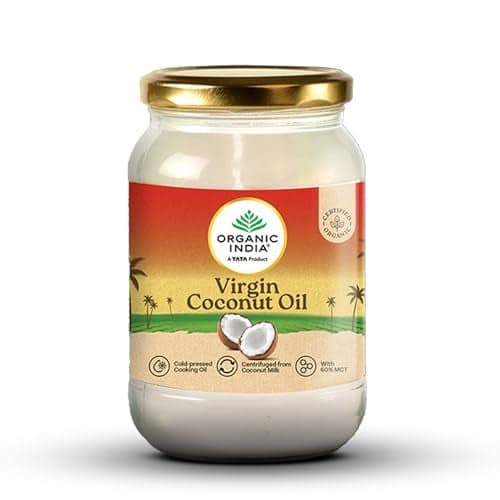 A TATA Product - Organic India Virgin Coconut Oil 500ml, Certified Organic, Lab Tested on 600+ Parameters, Cold Pressed, Extracted from Organically Grown Coconuts