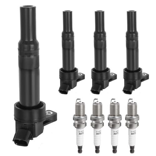 Ignition Coil Pack and Spark Plugs Kit fit for 18 20 L4 Hyundai Elantra GT Tucson Kia Soul Forte Forte5 2012 2013 2014 2015 2016 2017 2018 2019 2020 UF651 Set of 4