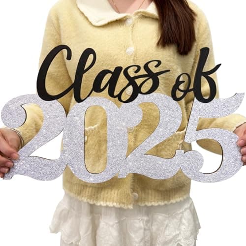 Graduation Decorations 2025 Wood Sign Sliver Class of 2025 Photo Props for College High School Graduation Party Supplies