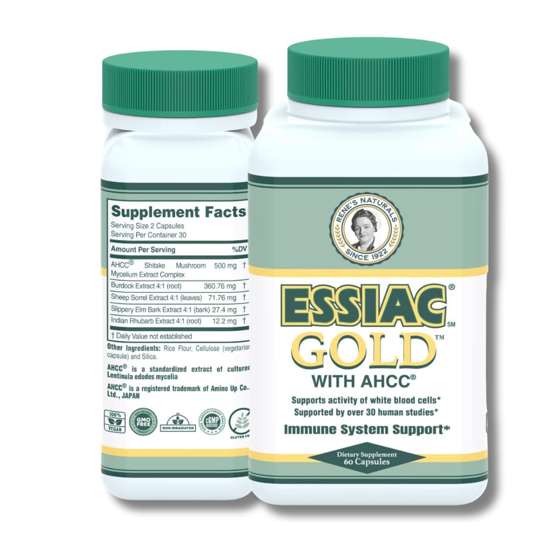 Essiac Gold Extract with AHCC Supplement Mushroom Extract for Enhanced Immune Support 60 Capsules