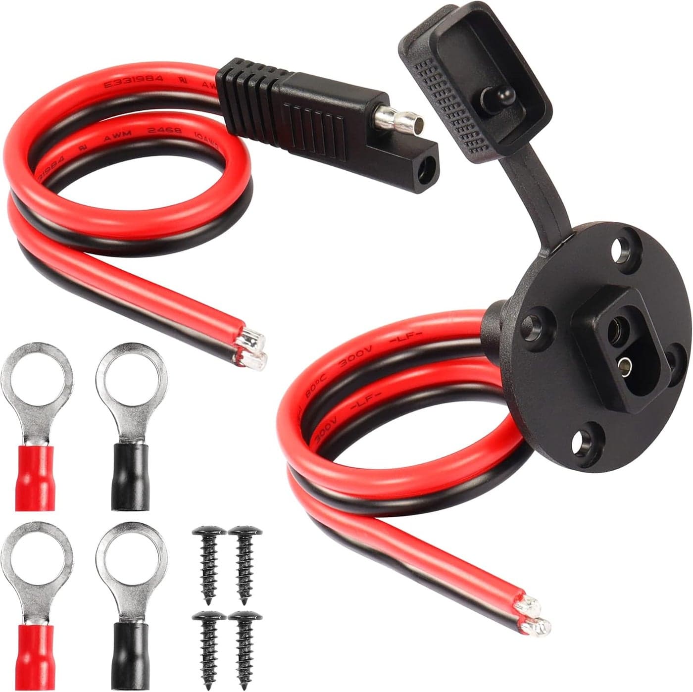 CERRXIAN 03m 10awg SAE Mount Panel Solar Socket Sidewall Port Cable 03m 10awg SAE 2 PIN Connector Extension Cable with O Ring2Pack1a2a