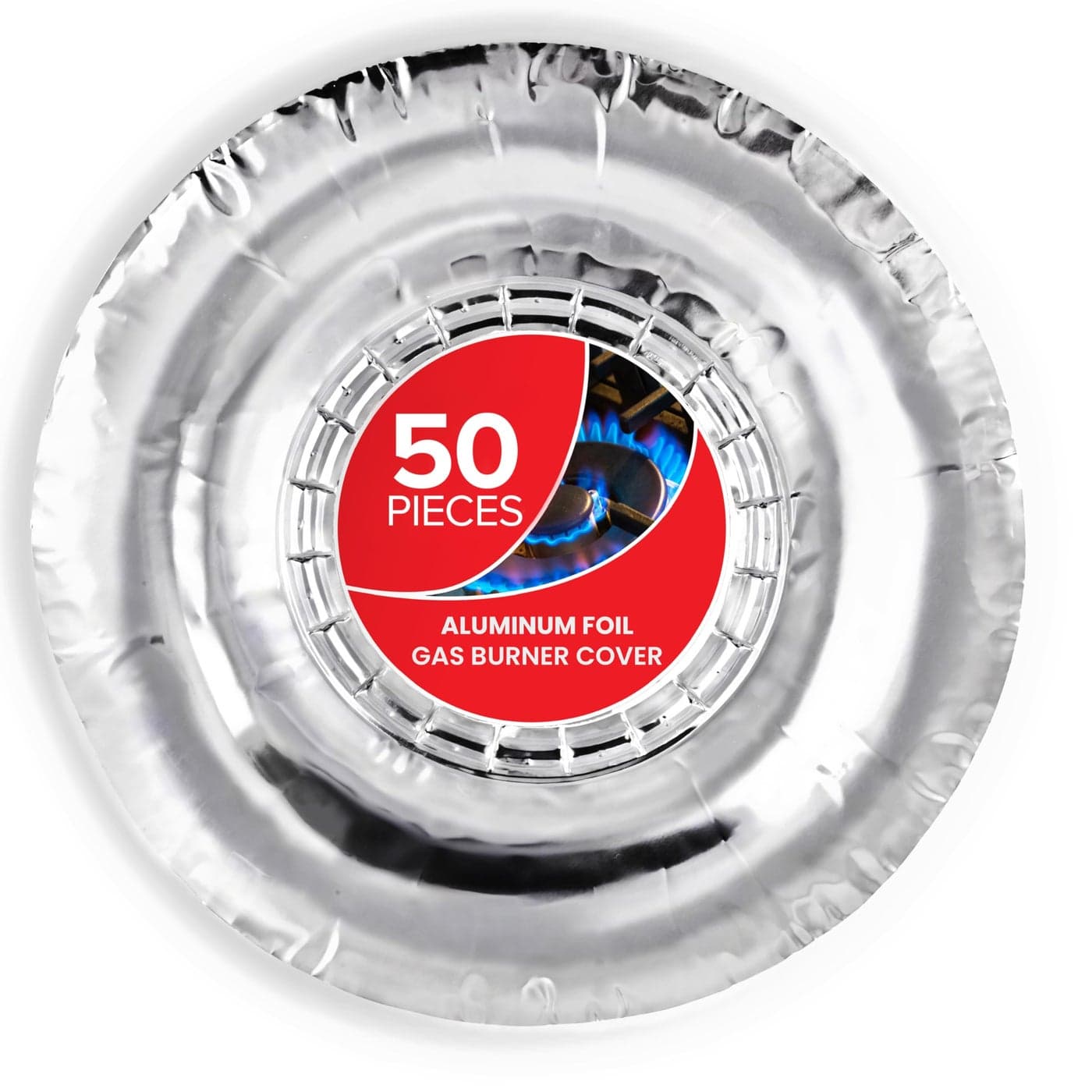 50 Pack Round Disposable Gas Burner Liners Aluminum Foil Burner Covers for Gas Stove 75 Inch Stove Liners for Gas Burners Foil Liners to Catch Oil Grease and Food Spills Stock Your Home